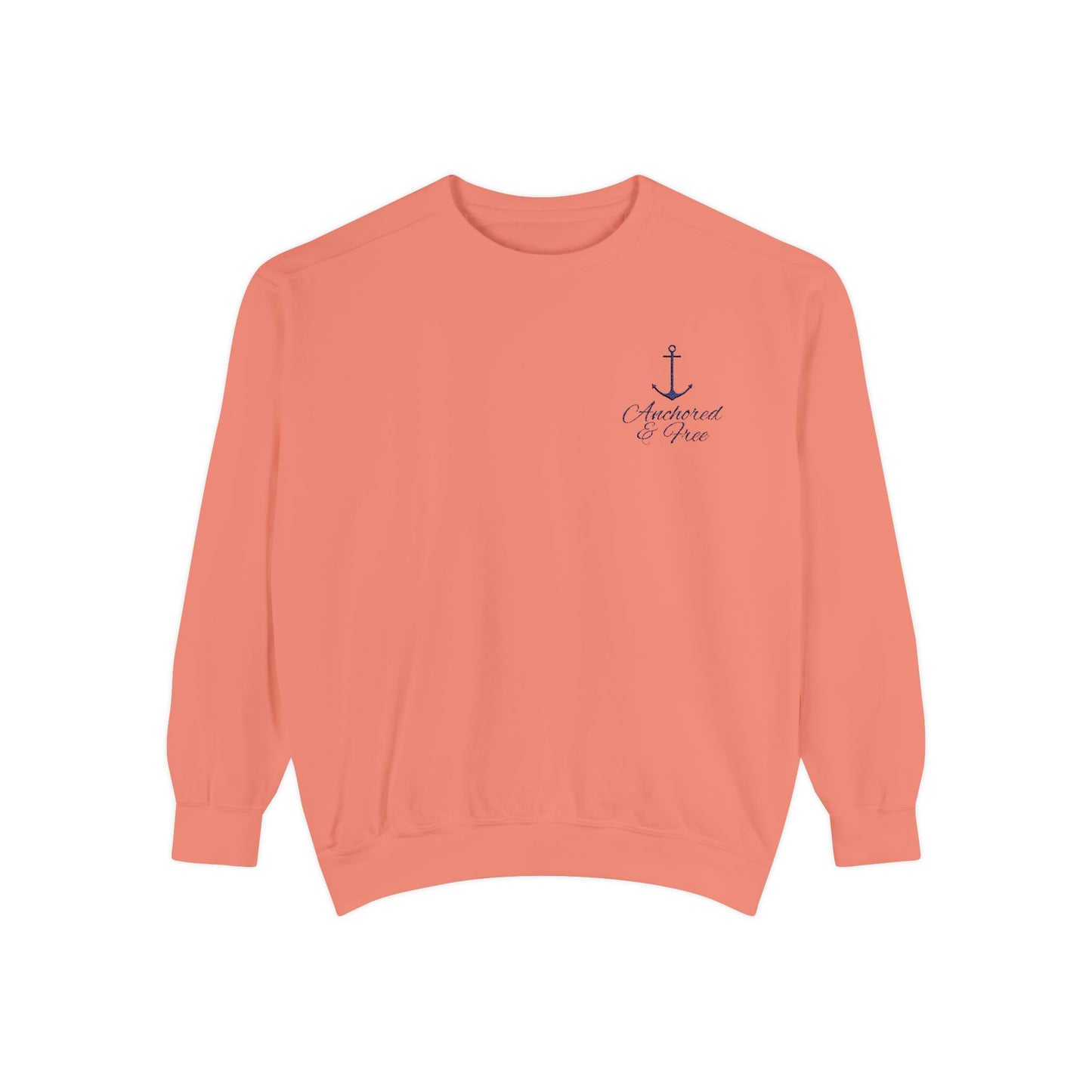 Anchored & Free Embroidered Garment-Dyed Sweatshirt