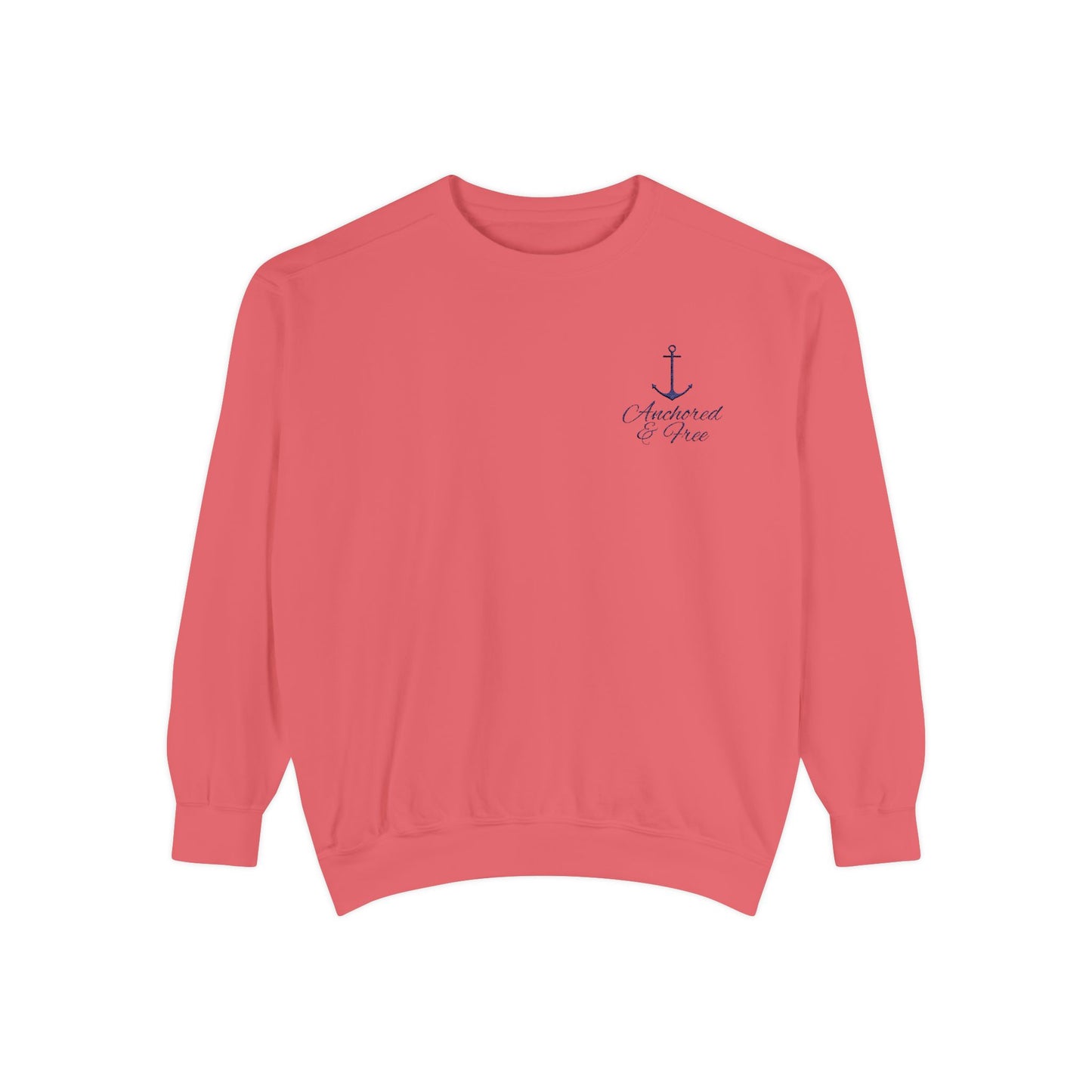Anchored & Free Embroidered Garment-Dyed Sweatshirt