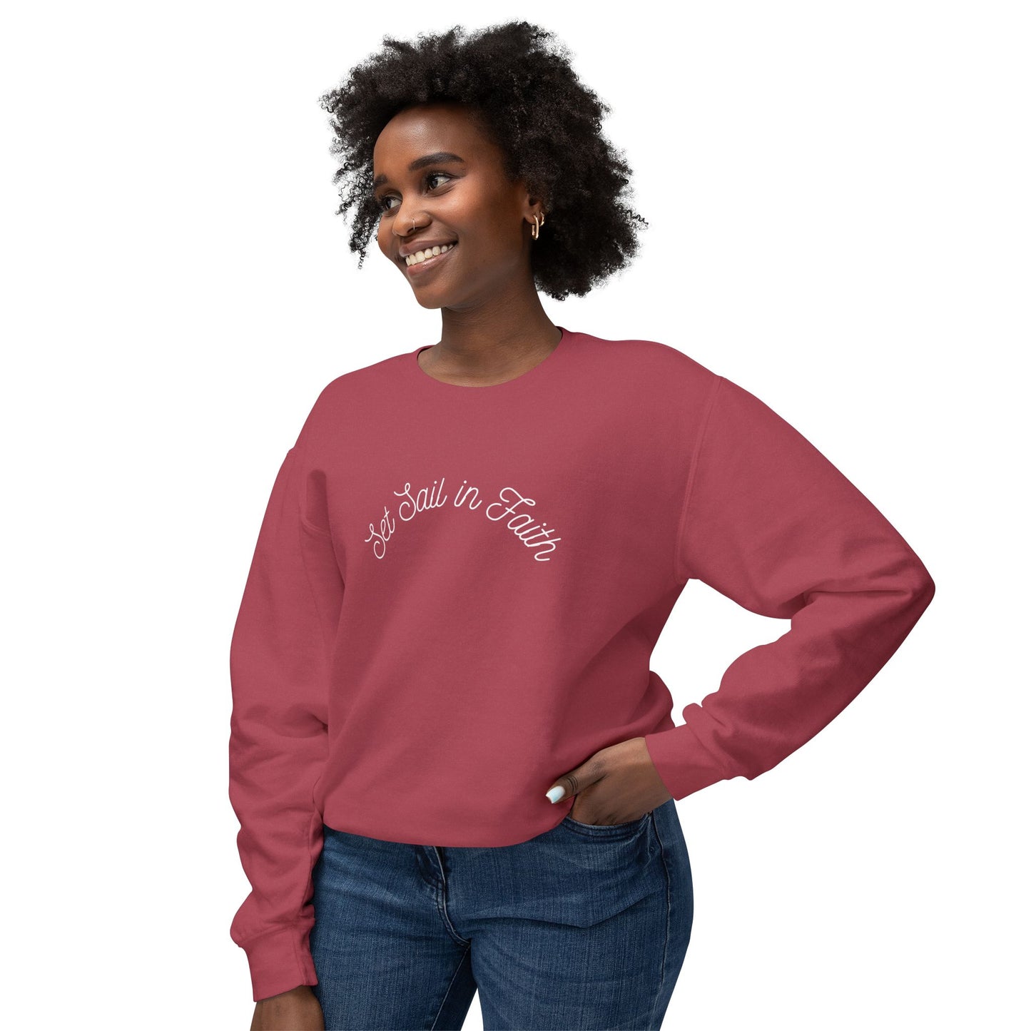 Set Sail in Faith - Lightweight Crewneck Sweatshirt