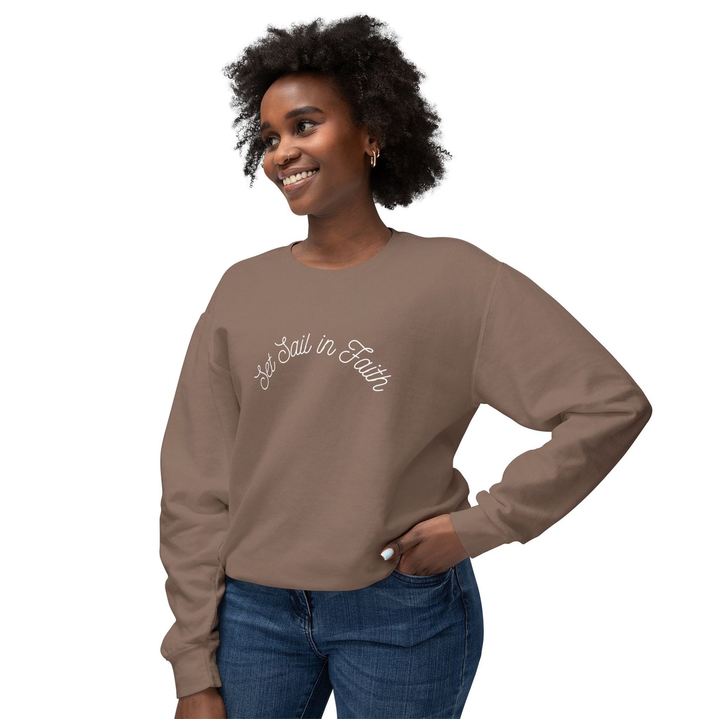 Set Sail in Faith - Lightweight Crewneck Sweatshirt