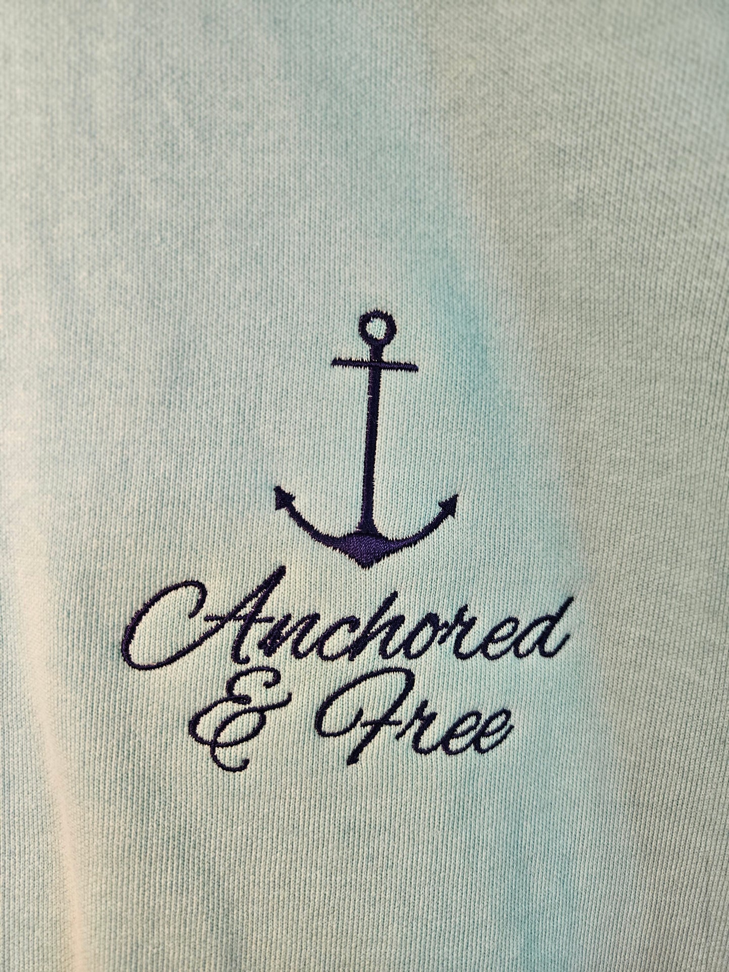 Anchored & Free Embroidered Garment-Dyed Sweatshirt