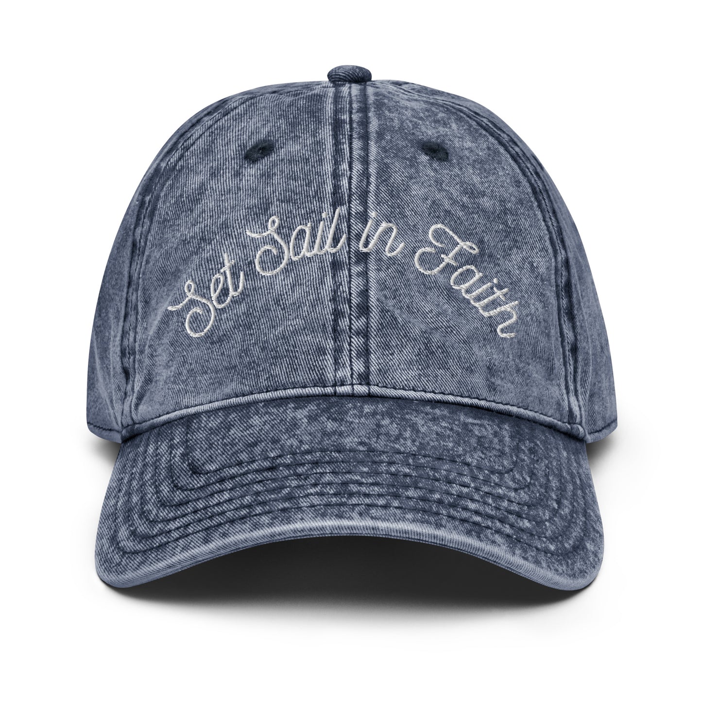 Navy Set Sail in Faith Cap (Embroidered)