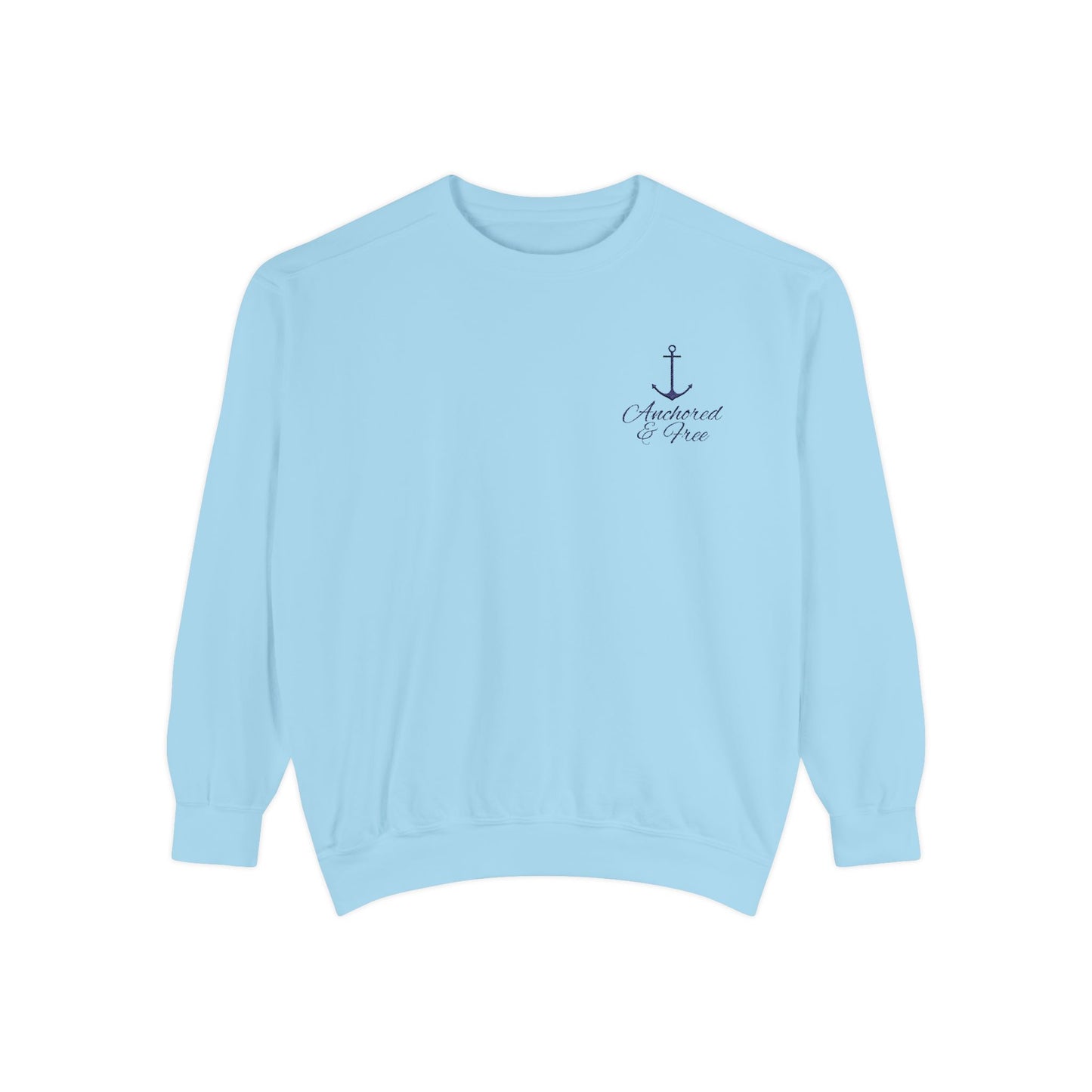 Anchored & Free Embroidered Garment-Dyed Sweatshirt