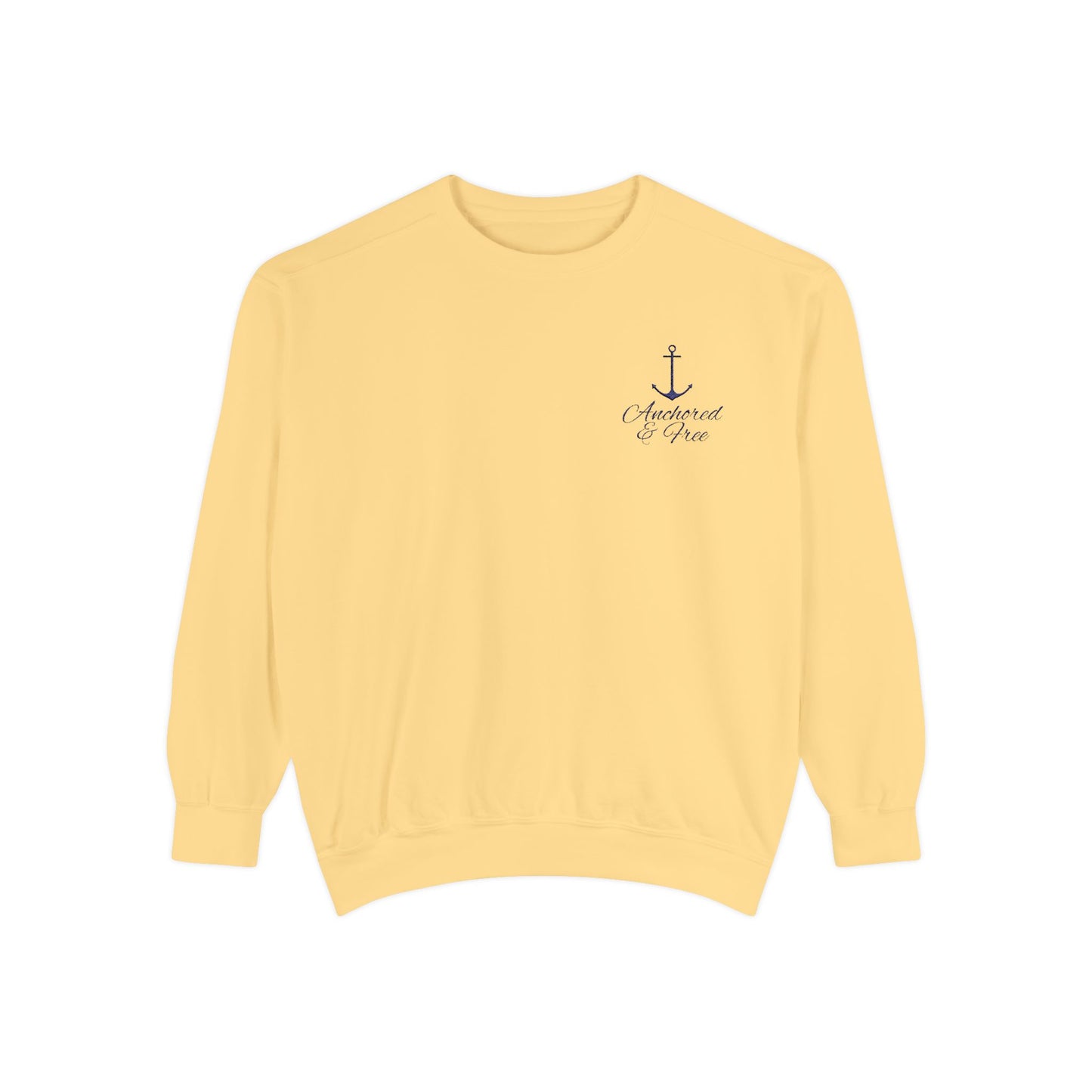 Anchored & Free Embroidered Garment-Dyed Sweatshirt