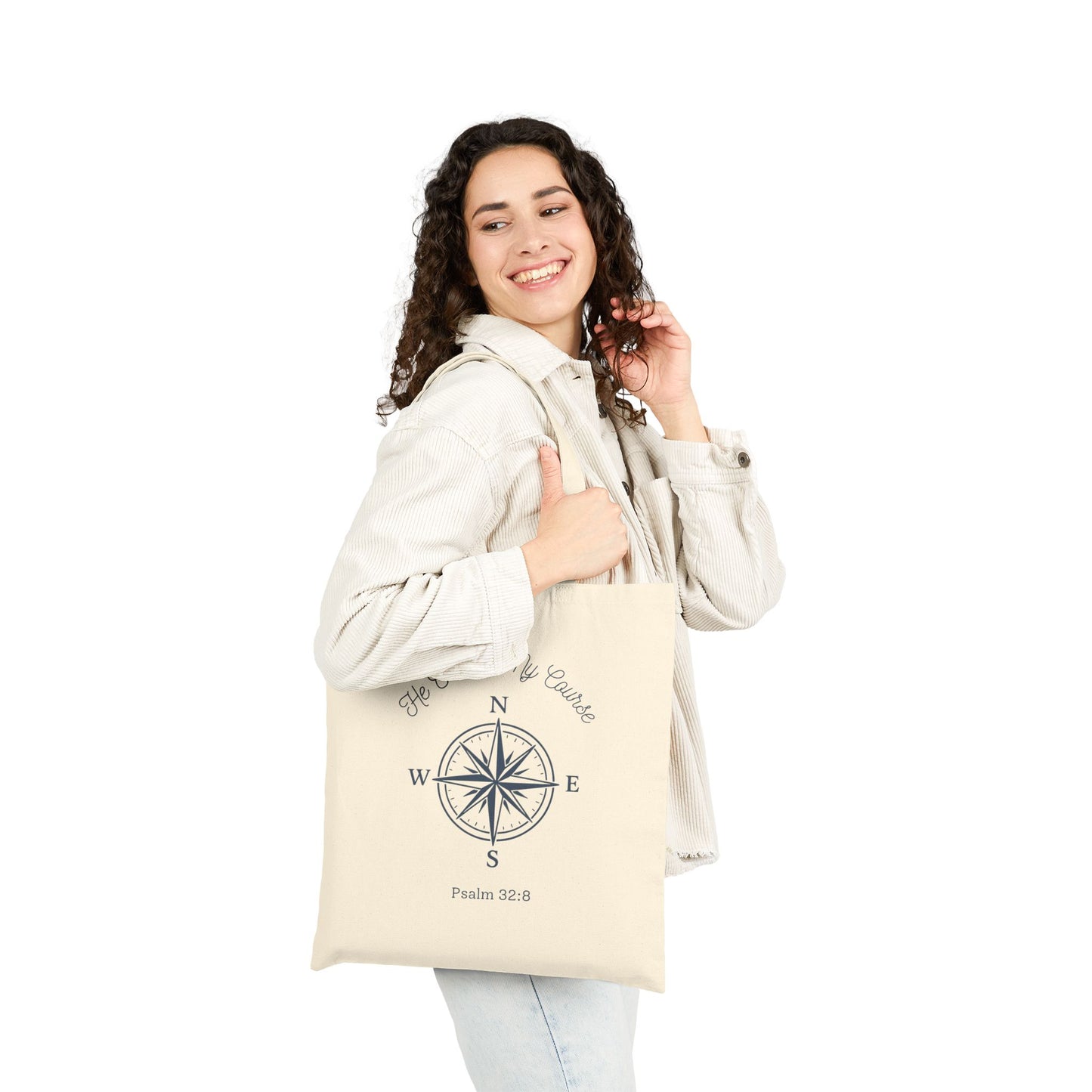 He Charts My Course Cotton Canvas Tote Bag