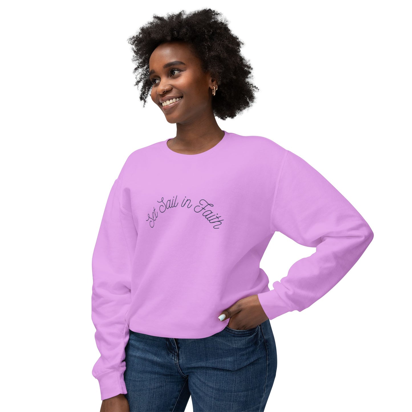 Set Sail in Faith - Lightweight Crewneck Sweatshirt