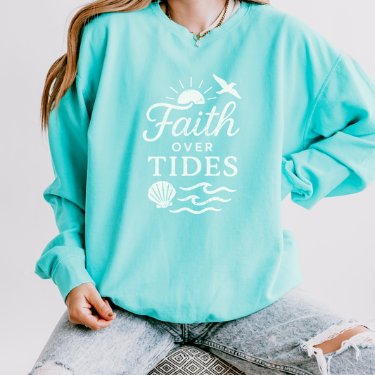 Faith Over Tides Unisex Lightweight Sweatshirt