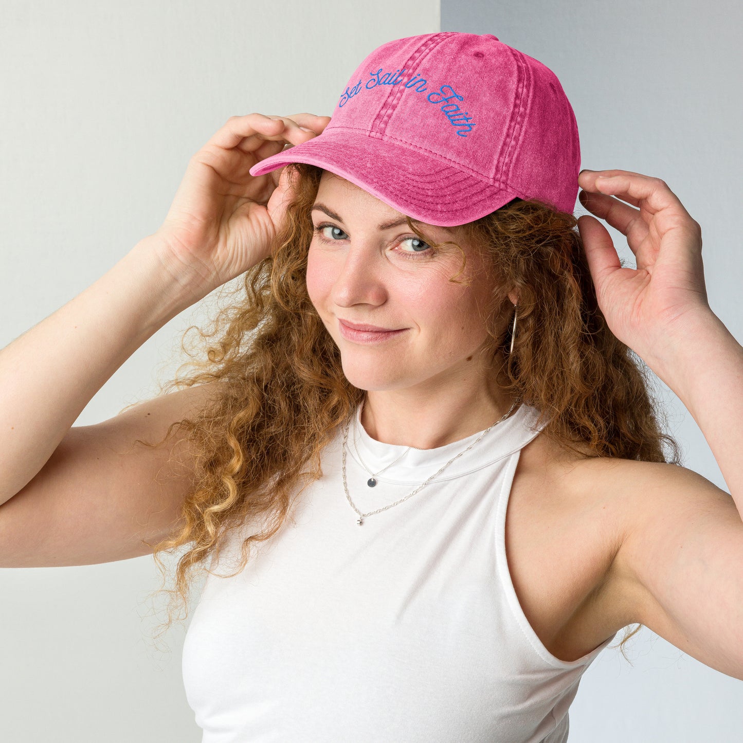 Pink Set Sail in Faith Cap (Embroidered)