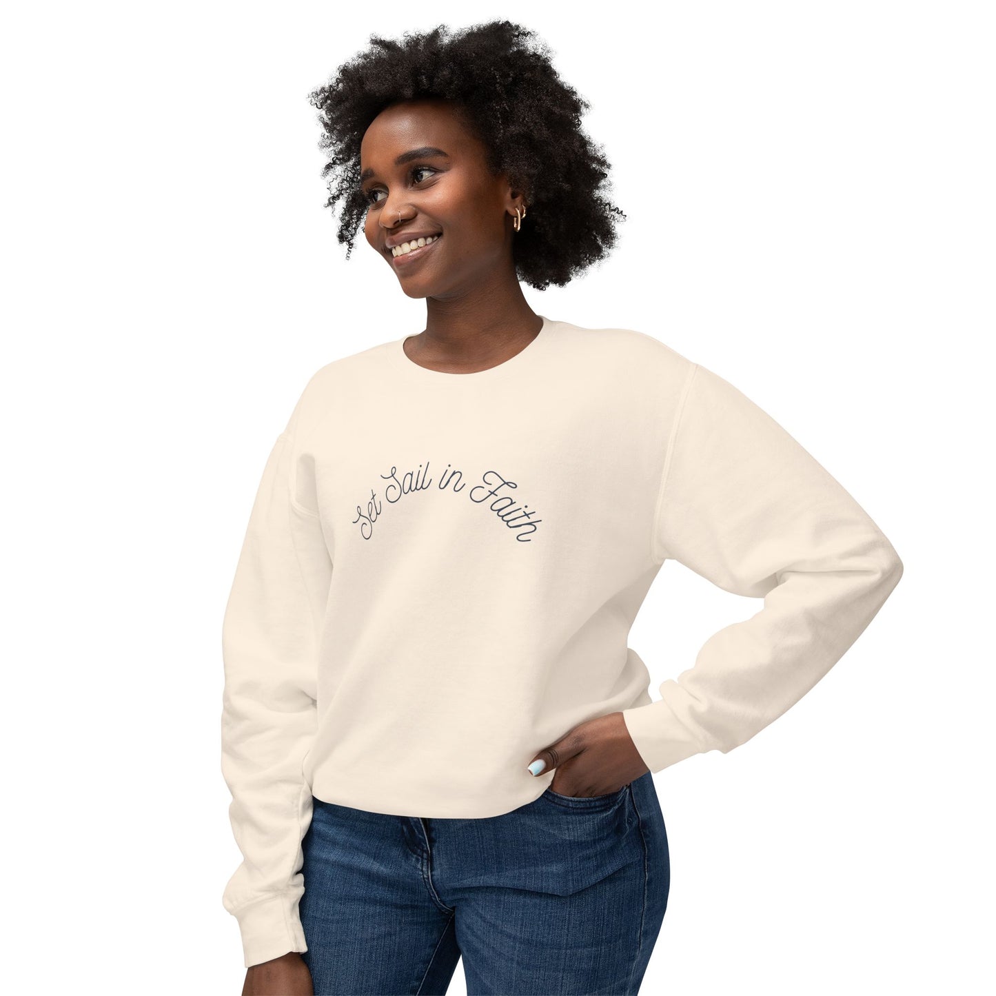 Set Sail in Faith - Lightweight Crewneck Sweatshirt